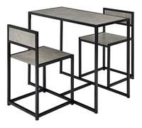 RELAX4LIFE Table de Cuisine avec 2 Chaises en Métal Style Industriel, Table Compact pour Cuisine/Salle à Manger/Salon/Bistro, Gris