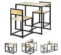 RELAX4LIFE Table de Cuisine avec Chaises Style Industriel Cadre en Métal, Petite Table Mange Debout Compact Robuste pour Salle à Manger Salon Bistro (Naturel)