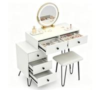 RELAX4LIFE Table de Maquillage, Ensemble Coiffeuse avec Tabouret