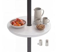 RELAX4LIFE Table de Parasol de Jardin Ronde Φ 50CM avec Hauteur Réglable, Trou de Parasol de 38 mm Plateau en PE Imitation Grain de Bois pour Jardin Piscine Plage Patio, Noir (Blanc)