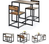 RELAX4LIFE Table en Cuisine avec 2 Chaises en Métal Style Industriel, Table Compact pour Salle à Manger/Salon/Bistro,Couleur Antique