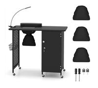 RELAX4LIFE Table Manucure avec Aspirateur | Table Onglerie Professionnel | Bureau Manucure avec Rangement | Lampe Réglable | roulettes | 4 Tiroirs | Panier | pour Prothésiste Ongulaire