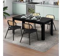 RELAX4LIFE Table Salle à Manger 160 CM, Table a Manger 6-8 Personnes avec Plateau Grain Bois, Pieds Stable en Forme L, Table Cuisine Rectangulaire, Montage Facile, Charge 150KG (Noir)