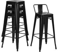 RELAX4LIFE Tabouret de Bar Lot de 4 avec Dossier Amovible,Chaise de Bar Empilable en Métal avec Repose-Pieds,Tabouret Haut Tolix,Assise 76cm,Charge 150 KG pour Cuisine Comptoir Bistro LA05147FOFR