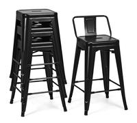 RELAX4LIFE Tabouret de Bar Lot de 4 Dossier Amovible, Chaise de Bar Empilable en Métal Repose-Pieds, Tabouret Haut Tolix, Assise 62cm, Charge 150 KG pour Cuisine Comptoir Bistro LA00036FO-8FR