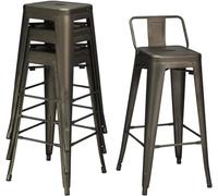 RELAX4LIFE Tabouret de Bar Lot de 4 Dossier Amovible, Chaise de Bar Empilable en Métal Repose-Pieds, Tabouret Haut Tolix, Assise 76cm, Charge 150 KG pour Cuisine Comptoir Bistro LA05147KYRFR