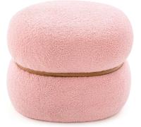 RELAX4LIFE Tabouret en Velours Ovale, Repose-Pieds Pouf avec Pieds Antidérapants, Tabouret Rose pour Coiffeuse, Charge 150 kg