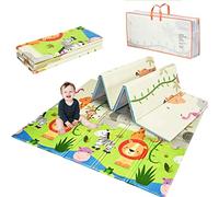 RELAX4LIFE Tapis de Jeu pour Bébé Double Face 180 x 200CM avec Sac de Rangement pour Usage Intérieur et Extérieur, Tapis d'Éveil Pliable Imperméable en XPE (Lion)