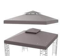 RELAX4LIFE Toile pour Tonnelle 3x3, Toile de Rechange Tonnelle 3x3, Double Toit Ventilé, Polyester Imperméable, Protection Solaire, Anti-décoloratif, Toit de Rechange pour Pergola (Gris)