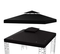 RELAX4LIFE Toile pour Tonnelle 3x3, Toile de Rechange Tonnelle 3x3, Double Toit Ventilé, Polyester Imperméable, Protection Solaire, Anti-décoloratif, Toit de Rechange pour Pergola (Noir)