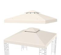 RELAX4LIFE Toile pour Tonnelle 3x3, Toile de Rechange Tonnelle 3x3, Double Toit Ventilé, Polyester Imperméable, Protection Solaire, Anti-décoloratif, Toit de Rechange pour Pergola (Beige)