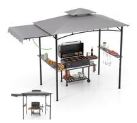 RELAX4LIFE Tonnelle Barbecue Exterieur avec Auvent Réglable | Auvent Abri Barbecue | 2 Tablettes de Service | Crochets | Ouvre-Bouteille | Tonnelle de Jardin Exterieur pour Terrasse Patio