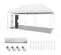 RELAX4LIFE Tonnelle de Jardin 6x3M avec Roues, 3 Hauteurs Réglables, Tente de Réception Imperméable, Pavillon Pliable Blanc