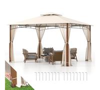 RELAX4LIFE Tonnelle de Jardin Exterieur avec 4 Moustiquaires Zippées, Barnum 3,6x3 M avec Double Toit, Cadre en Métal, Sangles, Crochets, Tente de Réception pour Terrasse Cour Pelouse