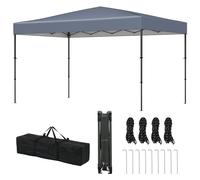 RELAX4LIFE Tonnelle Pliante 3,6 x 2,2 M Facile à Monter, Barnum Pliant pour Marché, Tissu Oxford Anti-UV, Hauteur Réglable, Sac de Transport, Tonnelle de Jardin Extérieur pour Réception Mariage (Gris)