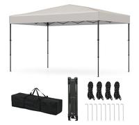 RELAX4LIFE Tonnelle Pliante 3,6 x 2,2 M Facile à Monter, Barnum Pliant pour Marché, Tissu Oxford Anti-UV, Hauteur Réglable, Sac de Transport, Tonnelle de Jardin Extérieur pour Réception Mariage(Beige)