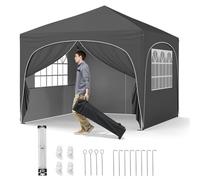 RELAX4LIFE Tonnelle Pliante 3x3 avec 4 Parois Amovibles | Barnum Pliant 3x3 Facile à Monter | Tente de Réception Portable | Sac de Sable | Piquet&Corde | Sac à roulettes | pour Marché Camping (Gris)