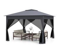 RELAX4LIFE Tonnelle Pliante 3x3 avec Moustiquaire, Tonnelle de Jardin Exterieur, Toit Double en Oxford, Hauteur Réglable, Protection Solaire, Barnum Pliant 3x3 Facile à Monter, Sac Transport (Gris)