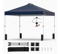 RELAX4LIFE Tonnelle Pliante 3x3 Pop-up, Barnum Pliant 3x3 Facile à Monter, Anti-UV UPF50+, Cadre Métallique, Sacs de Sable, Portable avec Sac à Roulettes, pour Camping Marché Événements (Marine Foncé)