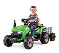 RELAX4LIFE Tracteur Électrique pour Enfants 24V avec Remorque, Voiture Électrique Télécommandée avec Klaxon, Levier de Vitesses, Musique et Phares LED, Voiture à Monter pour 3 Ans+ (Vert)