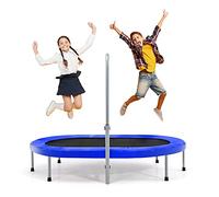 RELAX4LIFE Trampoline de Fitness Ovale Pliable pour 2 Personnes avec Poignée Réglable 92-132CM, Trampoline pour Adultes et Enfants Charge Max 150KG avec 40 Ressorts en Acier (Bleu)