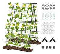 RELAX4LIFE Treillis de Jardin 2-en-1 Modulable, Treillis en A avec Filet de Jardin et Clips, Support Extérieur de Culture de Plantes Grimpantes pour Légumes Fruits Vignes Fleurs (103x109x149cm)