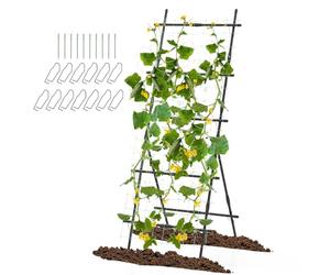 RELAX4LIFE Treillis de Jardin 2-en-1 Modulable, Treillis en A avec Filet de Jardin et Clips, Support Extérieur de Culture de Plantes Grimpantes pour Légumes Fruits Vignes Fleurs (78x65x187cm)