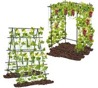 RELAX4LIFE Treillis de Jardin pour Plantes Grimpantes, Forme Réglable en A/Rectangulaire, Filet de Jardin et Poteaux Métalliques