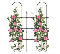 RELAX4LIFE Treillis Plante Grimpante Exterieur, Treillis Rosier Grimpant, Tuyaux Métalliques Revêtus de PE Antirouille, Piquets Aiguisés, Clôture de Jardin Décorative pour Fleurs Légumes, 146 x 186 CM
