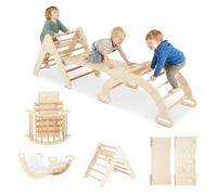 RELAX4LIFE Triangle Escalade Montessori Enfant avec Arche Pliable (Naturel)