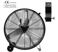 RELAX4LIFE Ventilateur de Sol Dia.24 Pouces (60 CM) | 3 Vitesses | 180 W Ventilateur Industrel sur Pieds avec Roues | Noir