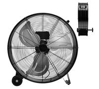 RELAX4LIFE Ventilateur de Sol Industrel Dia.60CM 180W 3 Vitesses, Ventilateur à Tambour 24 Pouces Mobile avec Poignée pour Magasin Garage Usine Cuisine Gym (Noir)