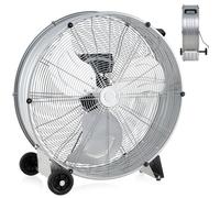 RELAX4LIFE Ventilateur de Sol Industrel Dia.60CM 180W 3 Vitesses, Ventilateur à Tambour 24 Pouces Mobile avec Poignée pour Magasin Garage Usine Cuisine Gym (Argenté)