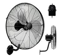 RELAX4LIFE Ventilateur Mural Industriel Dia.55CM à 3 Vitesses, Ventilateur Mural Oscillant 120W, Rotation Horizontale Verticale, Cadre en Fer et Pale en Alu (Noir)