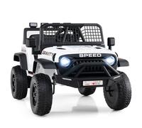 RELAX4LIFE Voiture Électrique pour Enfants 24V, Buggy Tout-Terrain avec 2 Moteurs et Télécommande, Suspension à 4 Roues, Klaxon & Musique, 1,6-4,1km/h, pour Garçons Filles 3+ Ans (Blanc)