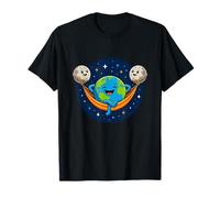 Relaxation de la planète Terre Entre Deux lunes joyeuses dans l'espace T-Shirt