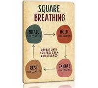 Relaxation Guide Metal Tin Sign Square Breathing Pattern Wall Art for Zen Office and Focus Room Decor 8 X 12 in