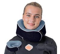 Relaxd Oreiller de voyage pour adultes | Oreiller cervical réglable en mousse à mémoire de forme pour le voyage | Soutien du cou à 360 degrés | Taie d'oreiller amovible | Comprend un masque pour les