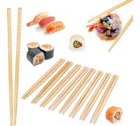 relaxdays 10 paires de baguettes en bambou
