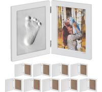 relaxdays 10 x cadre photo pour bébé avec empreinte en plâtre