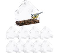 relaxdays 10 x Mangeoire pour oiseaux de fenêtre