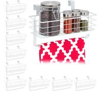 relaxdays 10 x Panier à suspendre avec porte-rouleau de cuisine