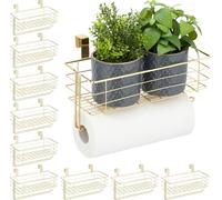 relaxdays 10 x Panier à suspendre avec porte-rouleau de cuisine