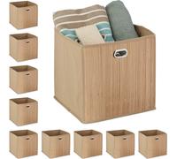 relaxdays 10 x Panier de rangement beige haut
