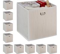 relaxdays 10 x Panier de rangement en bambou haut blanc