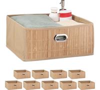 relaxdays 10 x Panier de rangement en bambou naturel