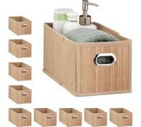 relaxdays 10 x Panier de rangement en bambou naturel