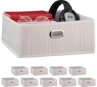 relaxdays 10 x Panier de rangement en bambou plat blanc