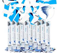 relaxdays 10 x Party Popper 40 cm bleu-argenté