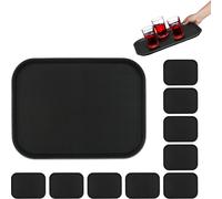 Relaxdays Plateau de Service, Lot de 10, Surface antidérapante, Forme rectangulaire, Boissons, Restaurant, LxP: 41x30 cm, Noir